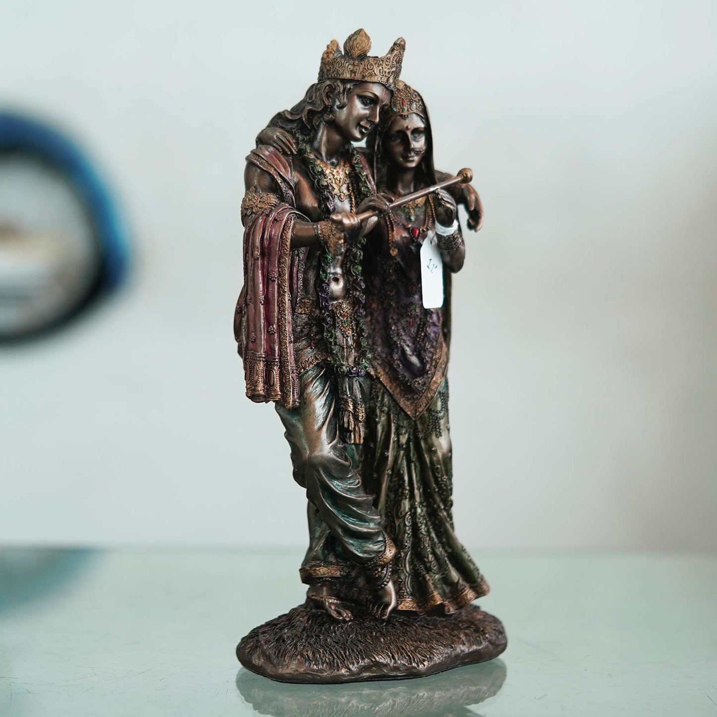 Antique Finish Brass Radha Krishna Statue – Symbol of Eternal Love and Harmony