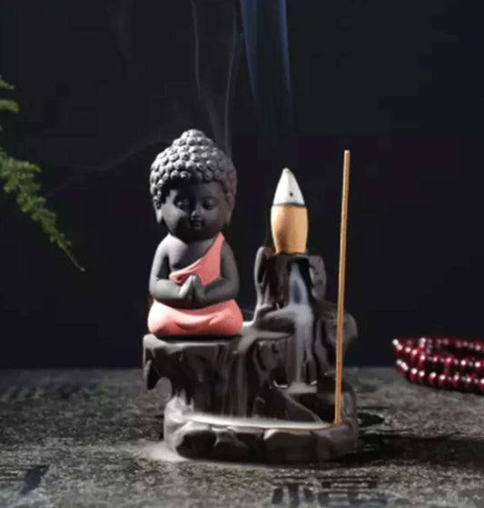 Mini Buddha Backflow Incense Burner – Zen Meditation Decor for Home and Office