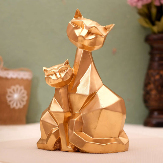 Golden Geometric Cat Figurine – Modern Minimalist Home Decor