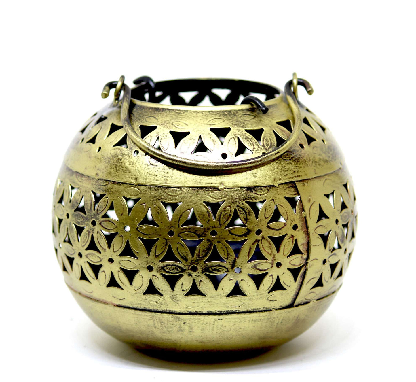 Antique Finish Bronze Lantern Set – Handcrafted Decorative Candle Holders
