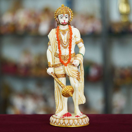 Sacred Lord Hanuman Idol – Handcrafted Figurine with Mace and Traditional Attire