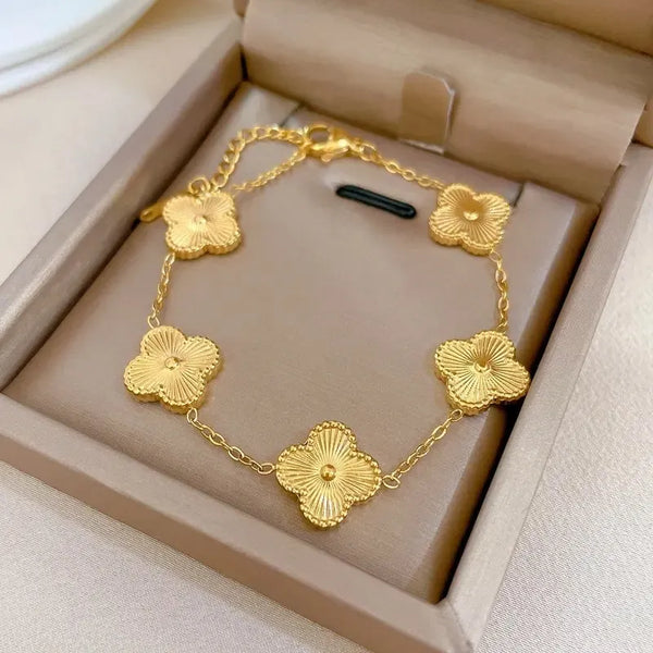 Gold Four Leaf Lucky Clover Bracelet
