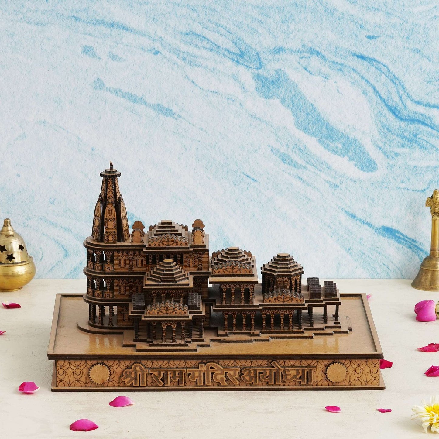 Handcrafted Ayodhya Ram Mandir Replica – Resin Temple Model for Home, Office, Mandir, Gifts & Housewarming Decoration