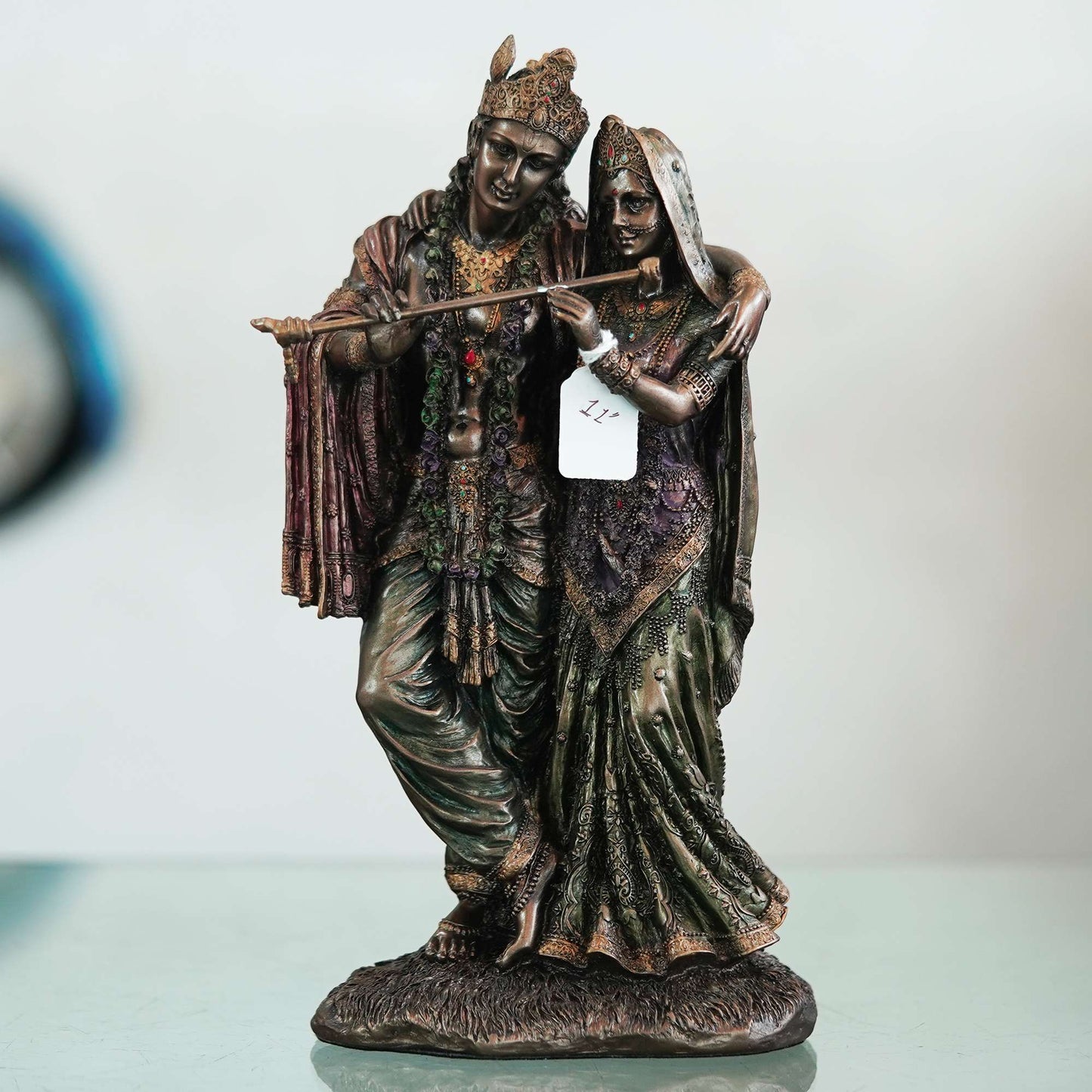 Antique Finish Brass Radha Krishna Statue – Symbol of Eternal Love and Harmony