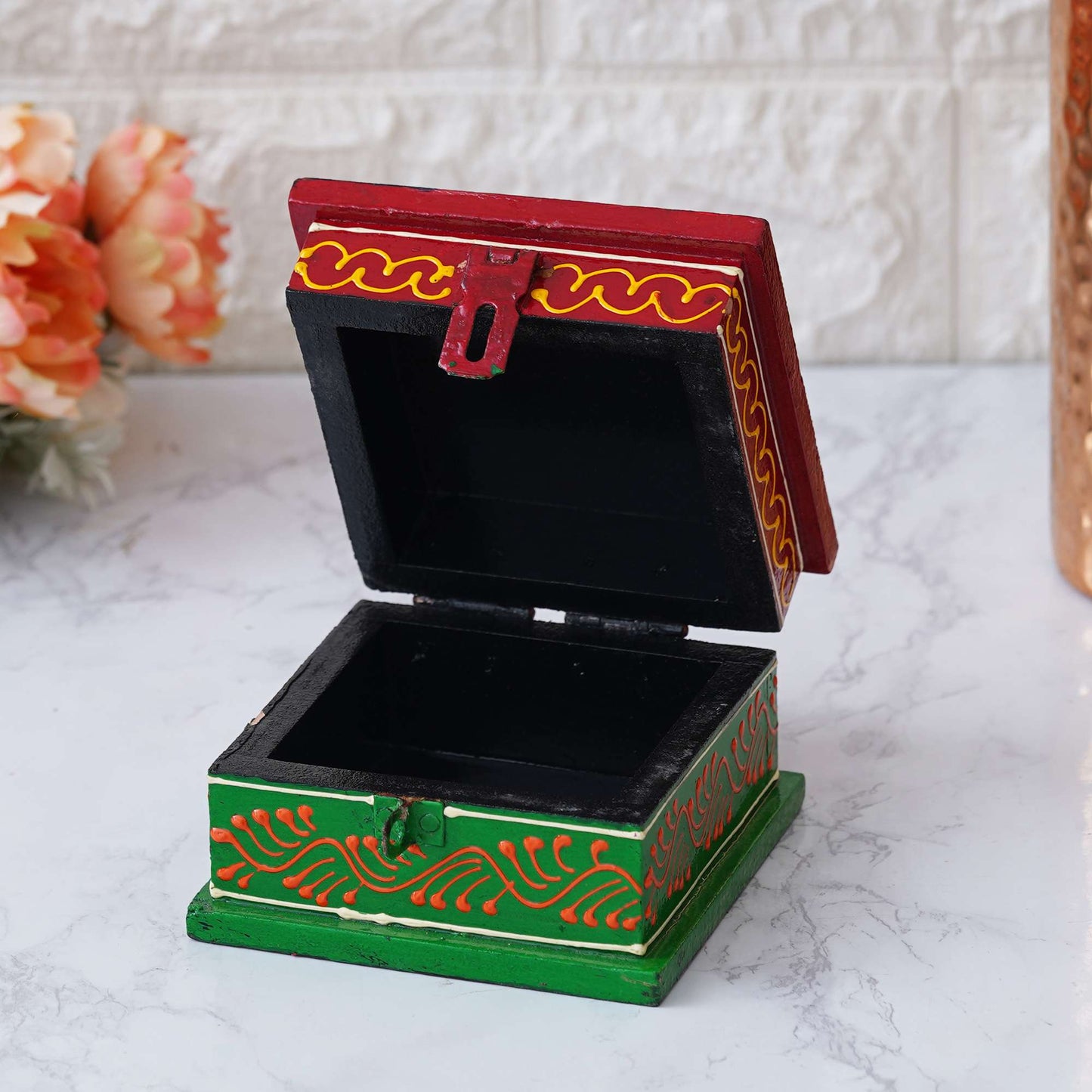 Hand-Painted Wooden Jewelry Box – Traditional Rajasthani Artwork for Elegant Storage