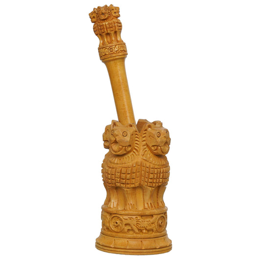 Handcrafted Wooden Ashoka Pillar – Symbol of India's Heritage and Pride