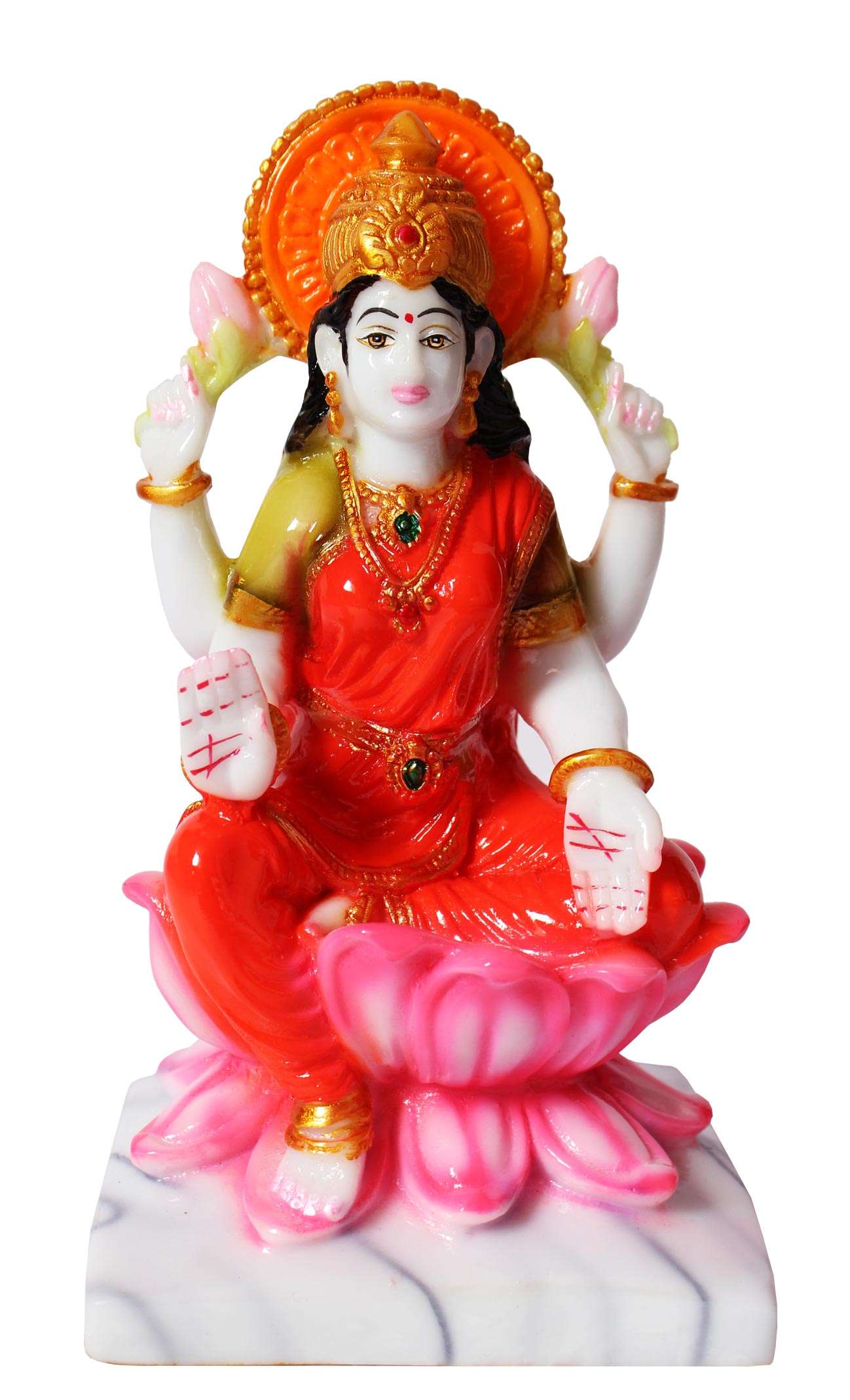 Colorful Lakshmi Ganesh Idol Set – Decorative Marble Finish Statues for Prosperity and Auspicious Beginnings