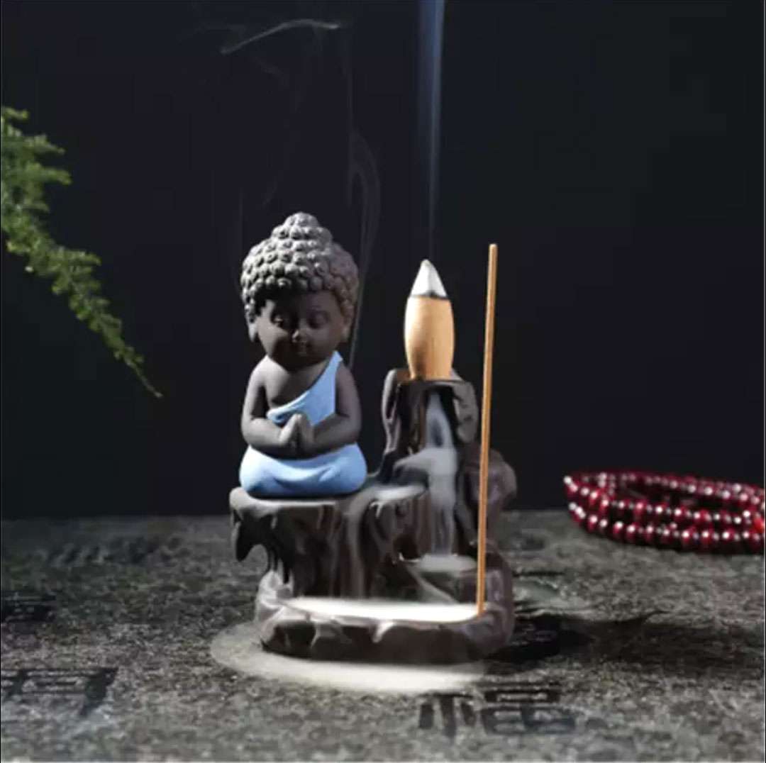 Mini Buddha Backflow Incense Burner – Zen Meditation Decor for Home and Office