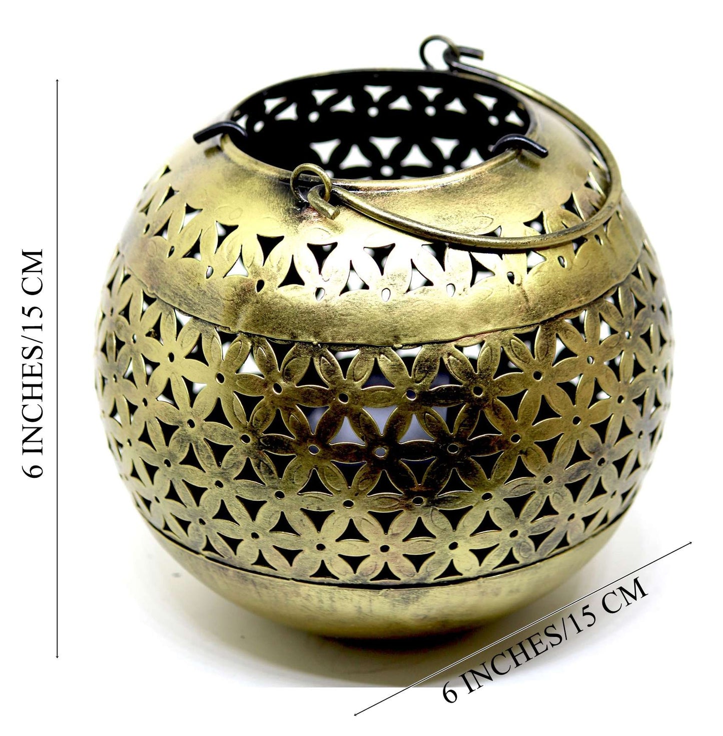 Antique Finish Bronze Lantern Set – Handcrafted Decorative Candle Holders