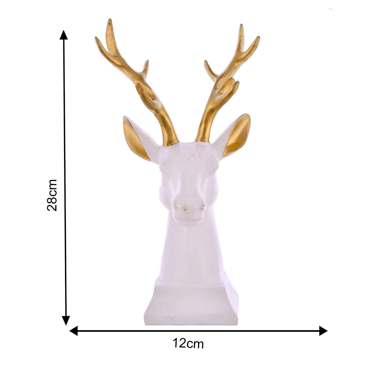 Elegant White Deer Bust with Golden Antlers – Modern Home Décor Sculpture