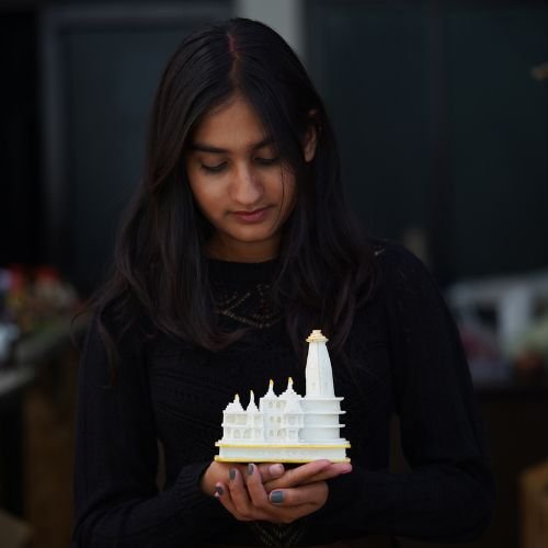 Replica of Ayodhya Ram Mandir – Decorative White Marble Finish Temple Model