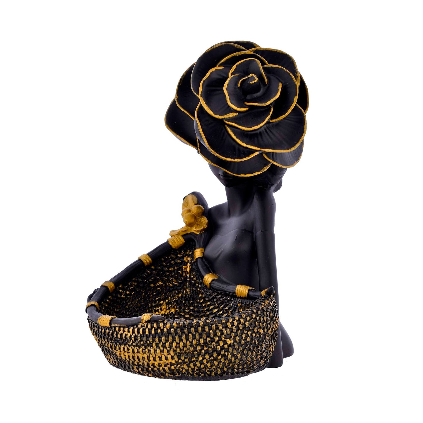 Elegant Lady with Rose Hat Decorative Tray – Luxury Resin Organizer for Keys, Candy, and Jewelry