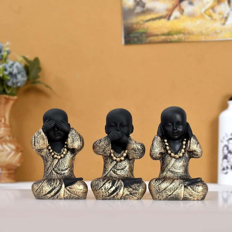 Hear No Evil, See No Evil, Speak No Evil – Mini Monk Figurine Set for Home Decor