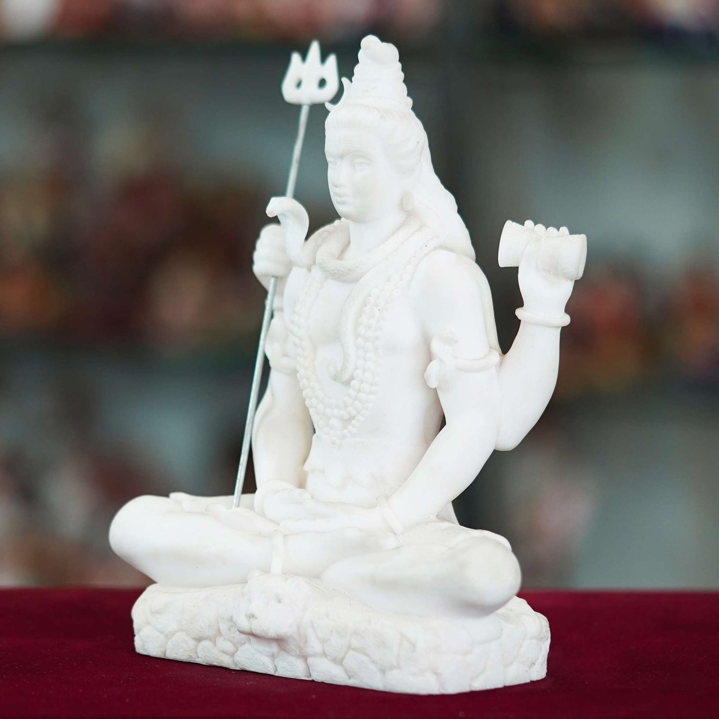 Serene Lord Shiva Idol – White Marble Finish in Meditative Pose