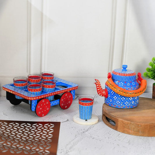 Handcrafted Tea Kettle & Glass Set (Set of 6 Glasses)