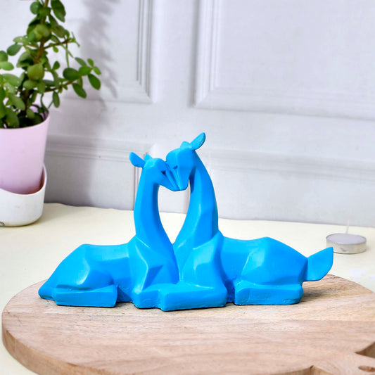 Modern Minimalist Blue Deer Couple Figurine – Home Decor Accent