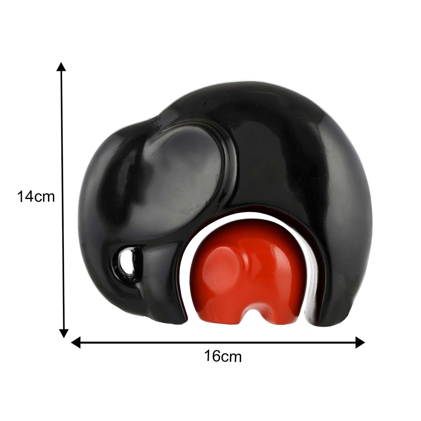 Modern Resin Elephant Figurine – Black & Red Minimalist Decor Piece