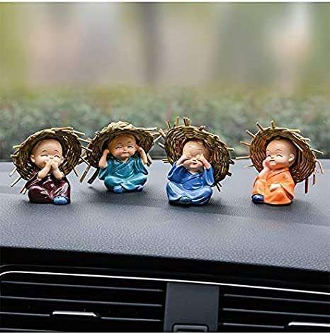 Mini Monk Figurines Set – Hear No Evil, See No Evil, Speak No Evil Decor with Straw Hats