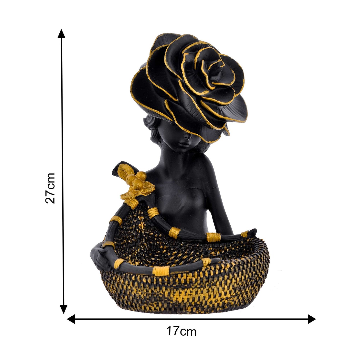 Elegant Lady with Rose Hat Decorative Tray – Luxury Resin Organizer for Keys, Candy, and Jewelry