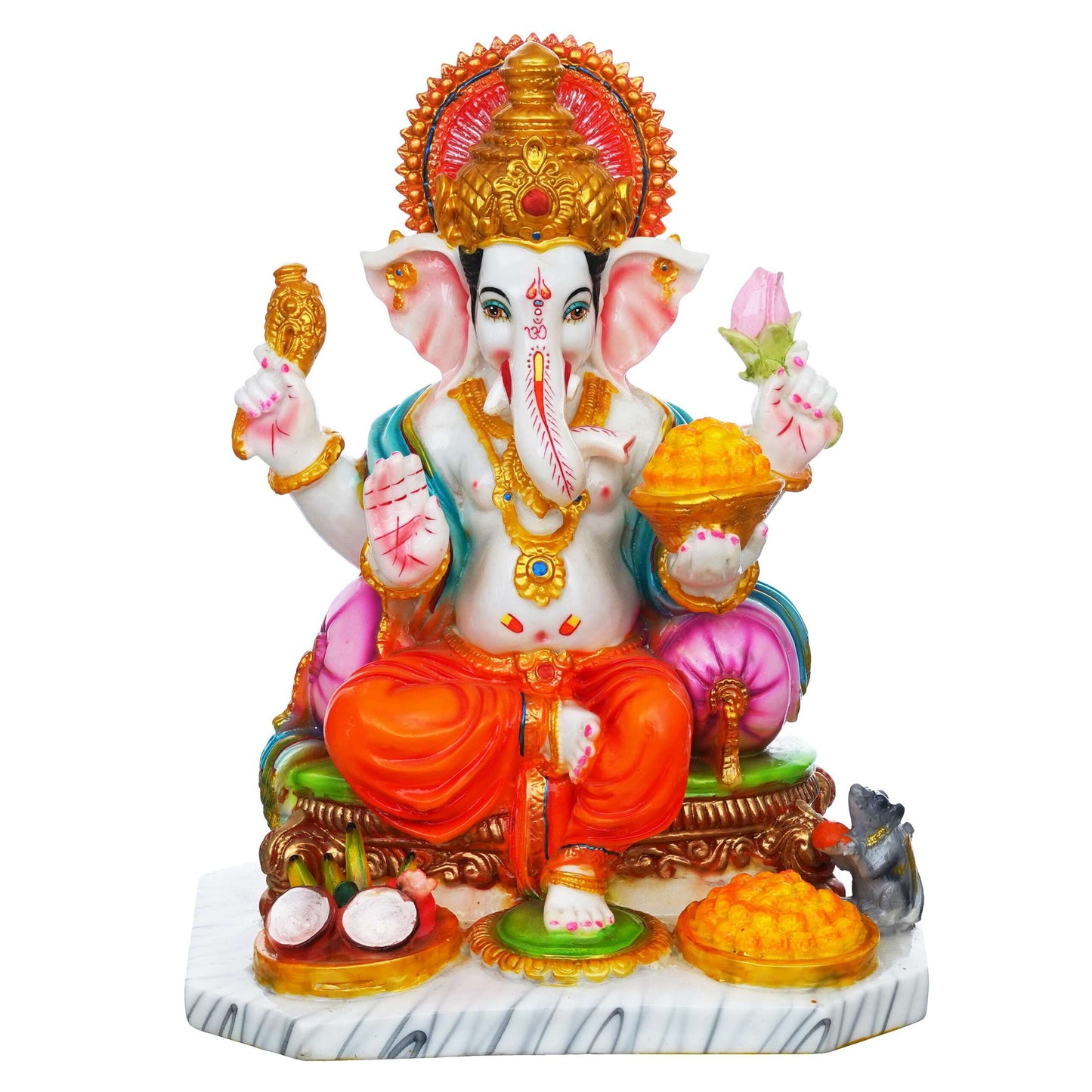 Majestic Lord Ganesha Idol – Vibrant Hand-Painted Decorative Statue