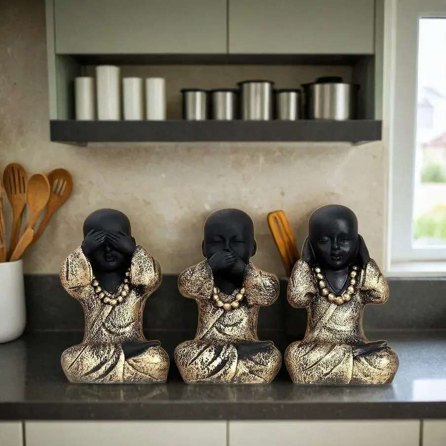 Hear No Evil, See No Evil, Speak No Evil – Mini Monk Figurine Set for Home Decor
