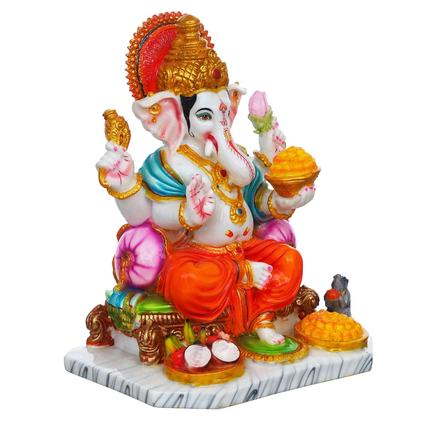 Majestic Lord Ganesha Idol – Vibrant Hand-Painted Decorative Statue