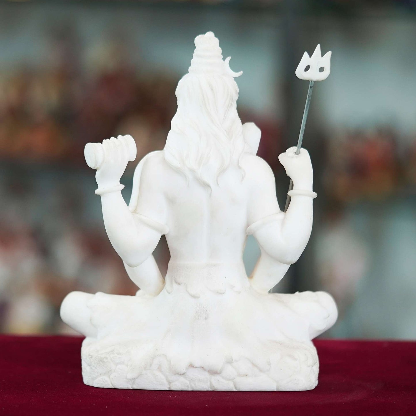 Serene Lord Shiva Idol – White Marble Finish in Meditative Pose