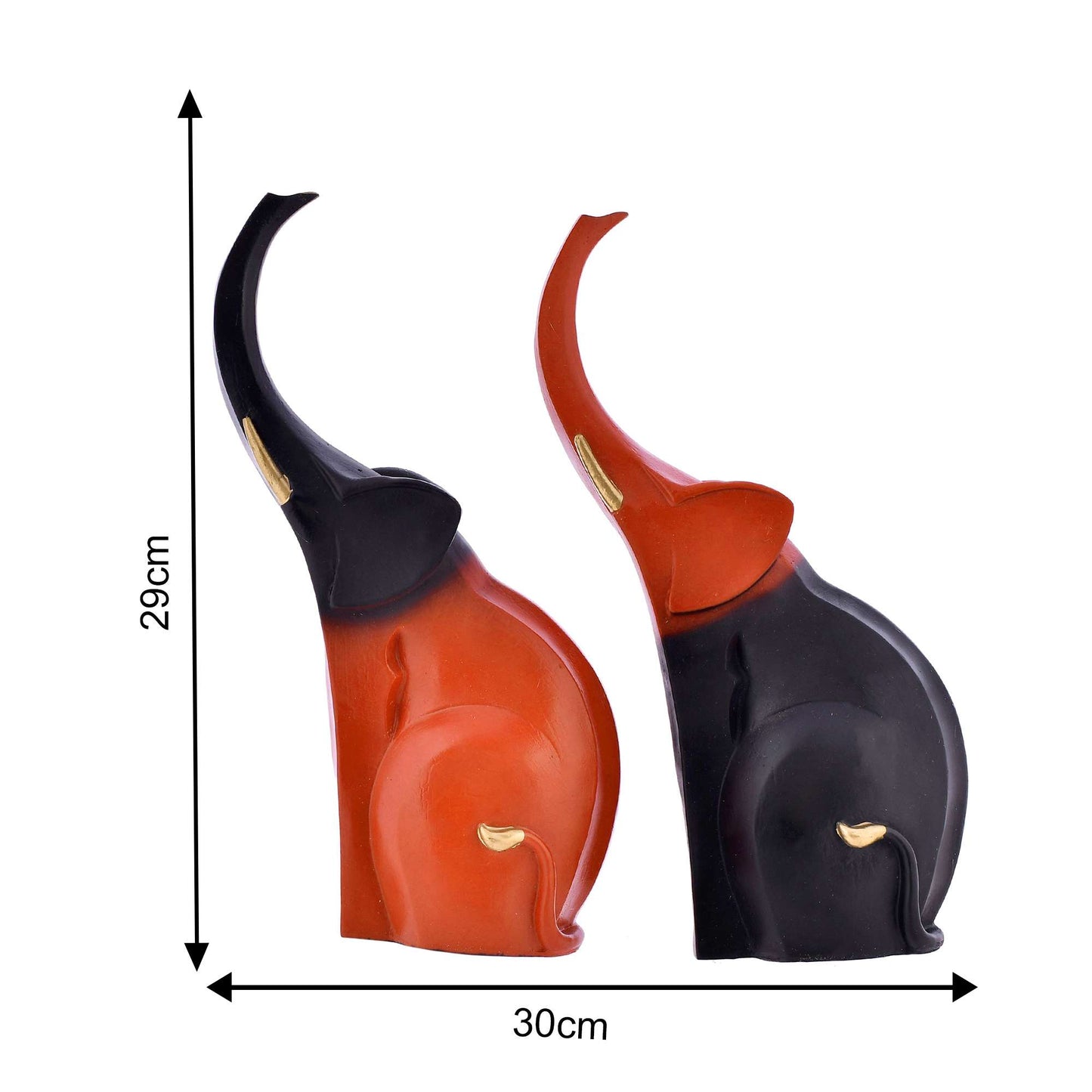 Elegant Dual-Tone Elephant Couple Showpiece – Red & Black (Set of 2)