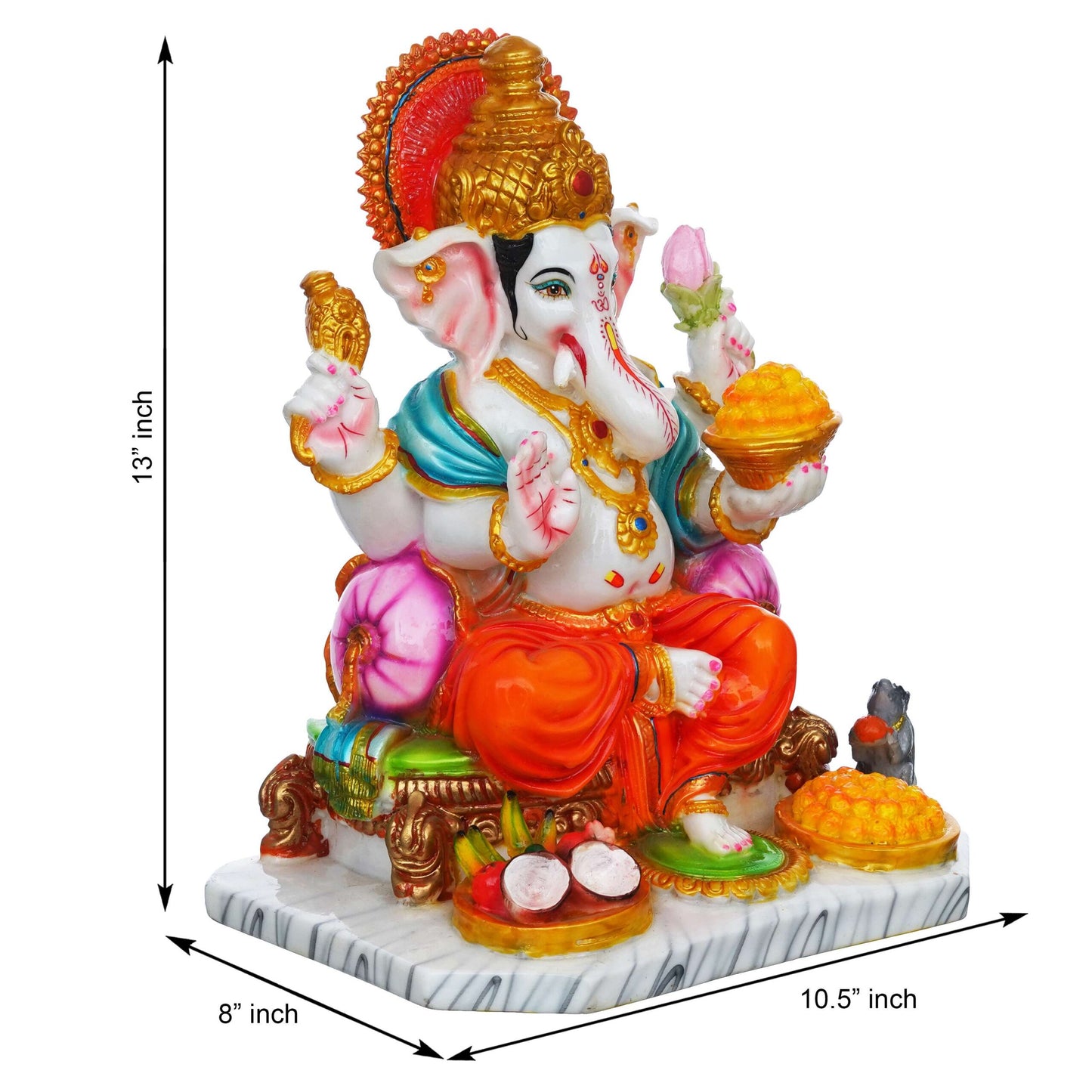 Majestic Lord Ganesha Idol – Vibrant Hand-Painted Decorative Statue