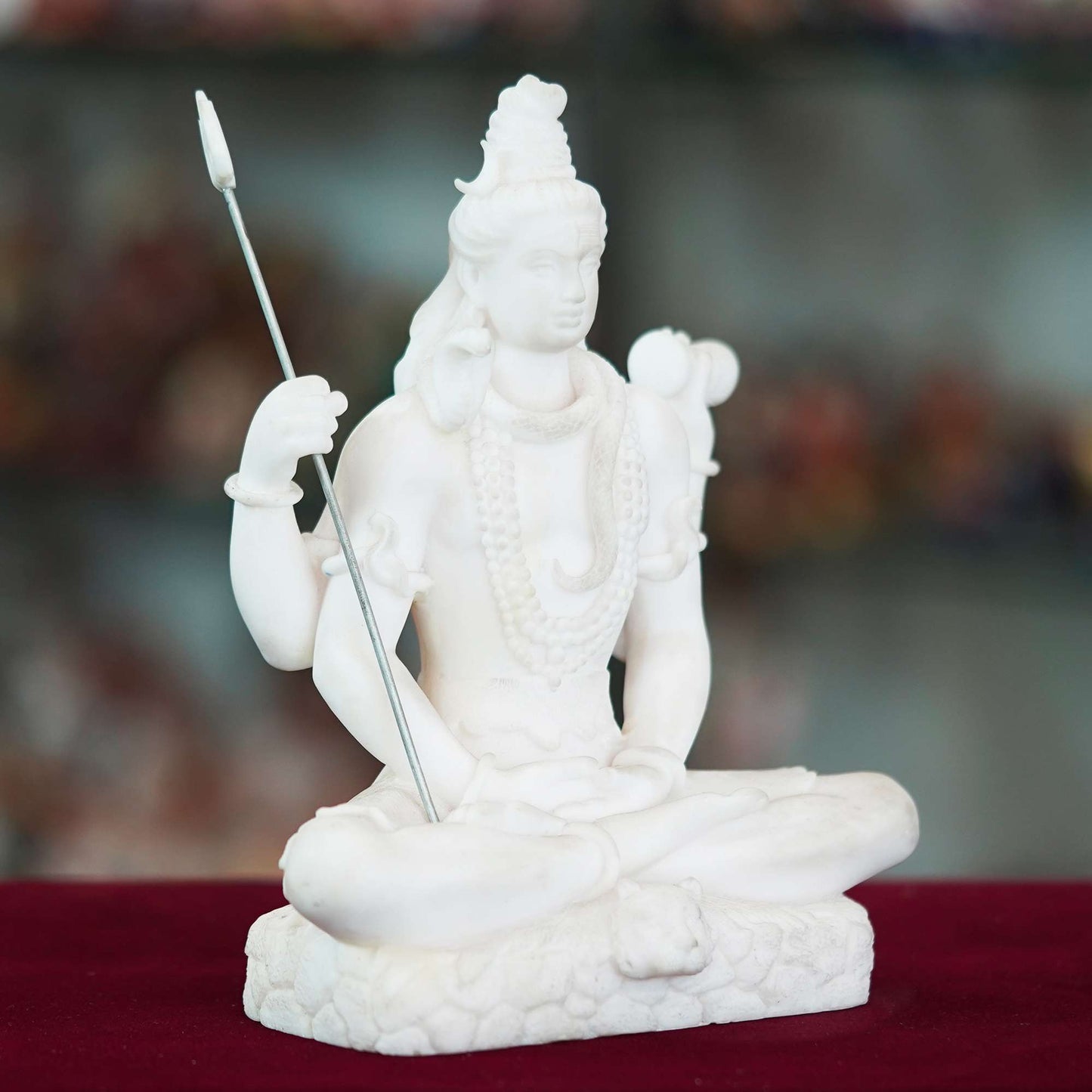 Serene Lord Shiva Idol – White Marble Finish in Meditative Pose