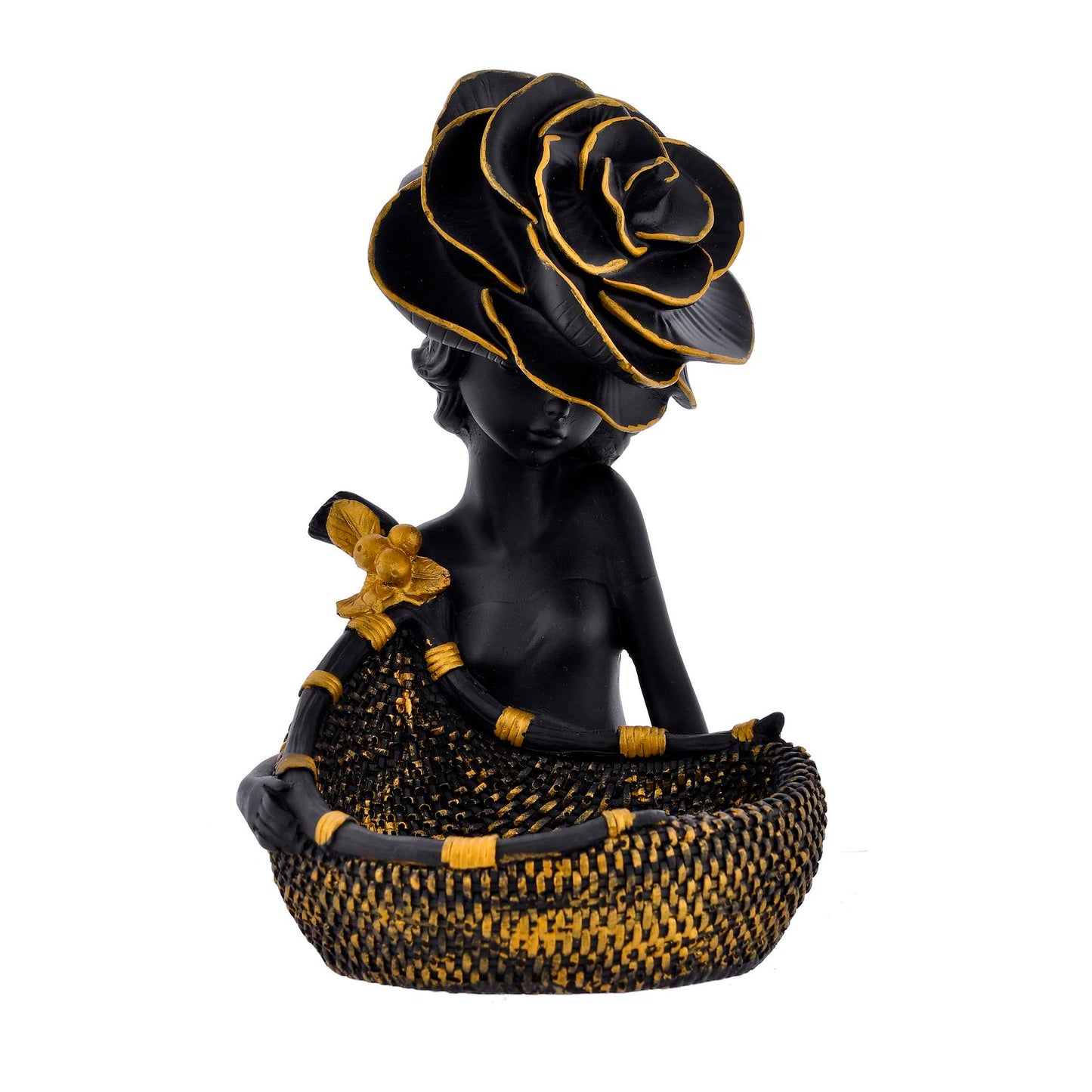 Elegant Lady with Rose Hat Decorative Tray – Luxury Resin Organizer for Keys, Candy, and Jewelry