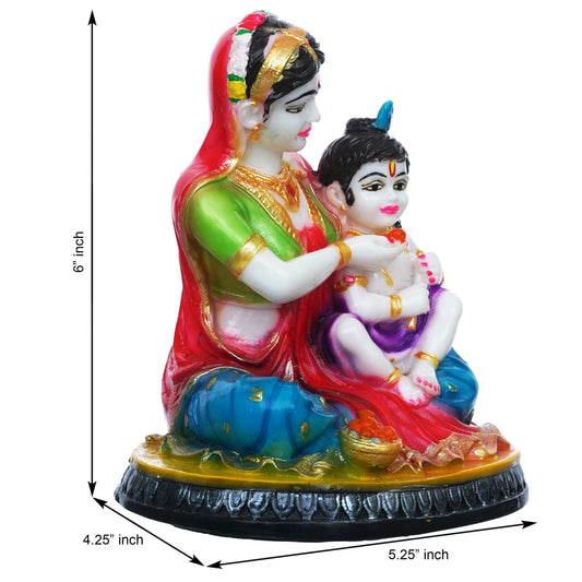 Hand-Painted Yashoda Krishna Idol | Divine Mother-Child Marble Figurine for Home Decor & Pooja