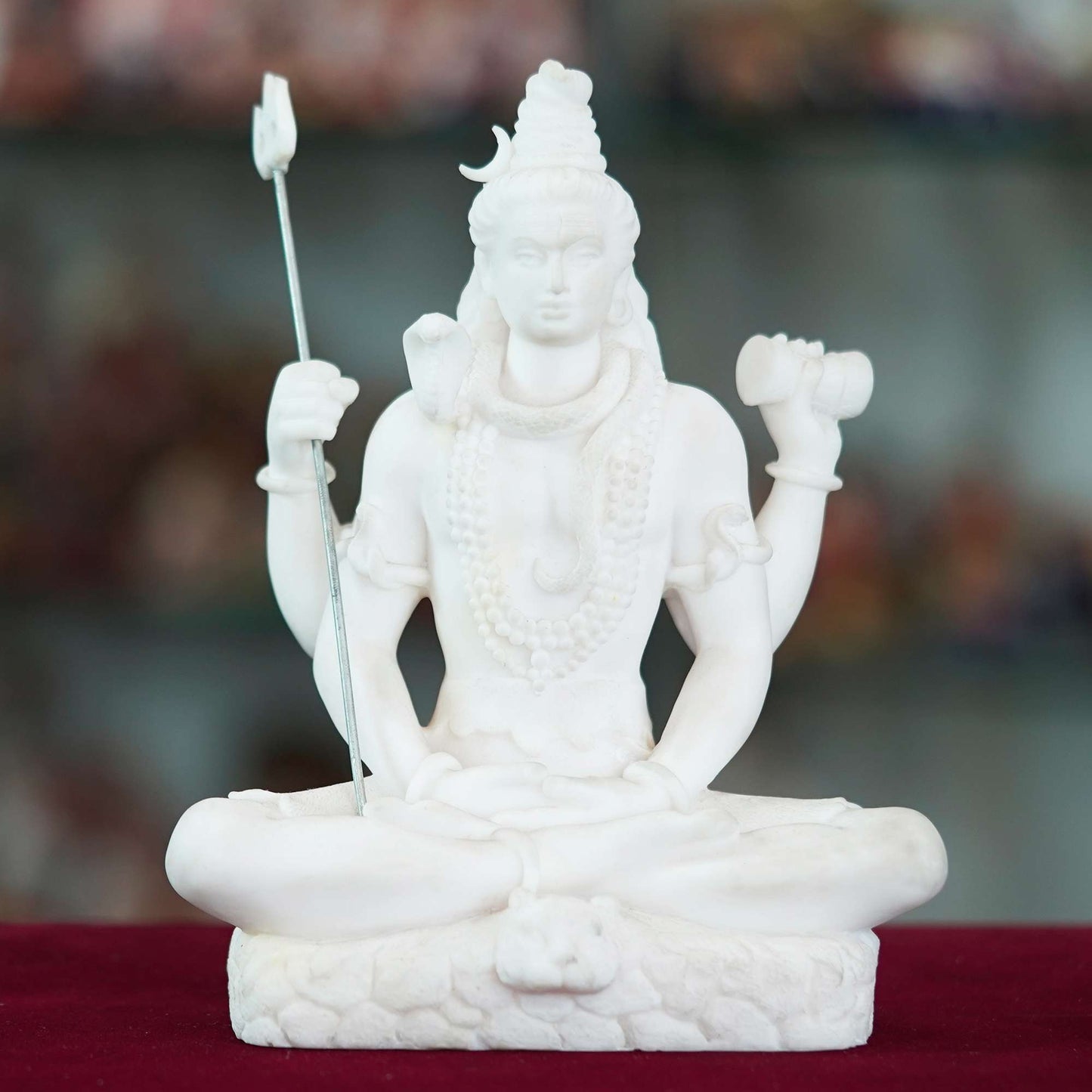 Serene Lord Shiva Idol – White Marble Finish in Meditative Pose