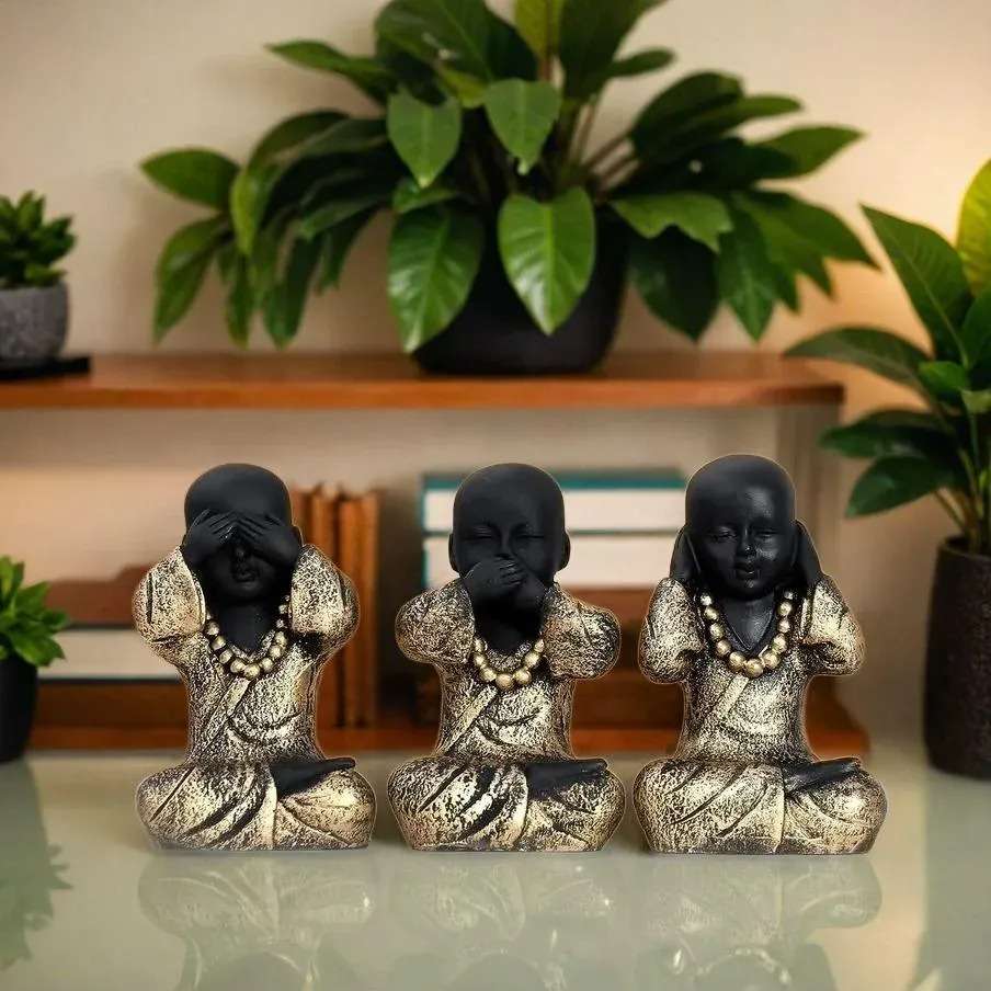 Hear No Evil, See No Evil, Speak No Evil – Mini Monk Figurine Set for Home Decor